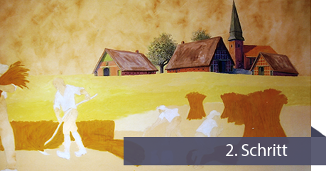 Zweiter Schritt in der Wandmalerei